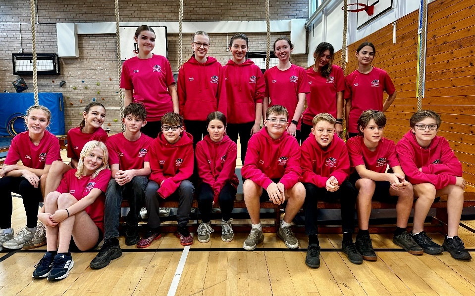 Hope Valley College Sports Leaders in a gym at a local primary school