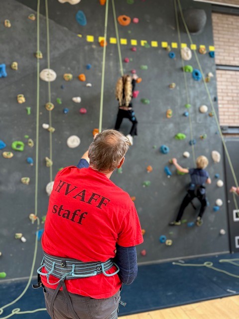 HVC Staff and students taking part in rock-climbing