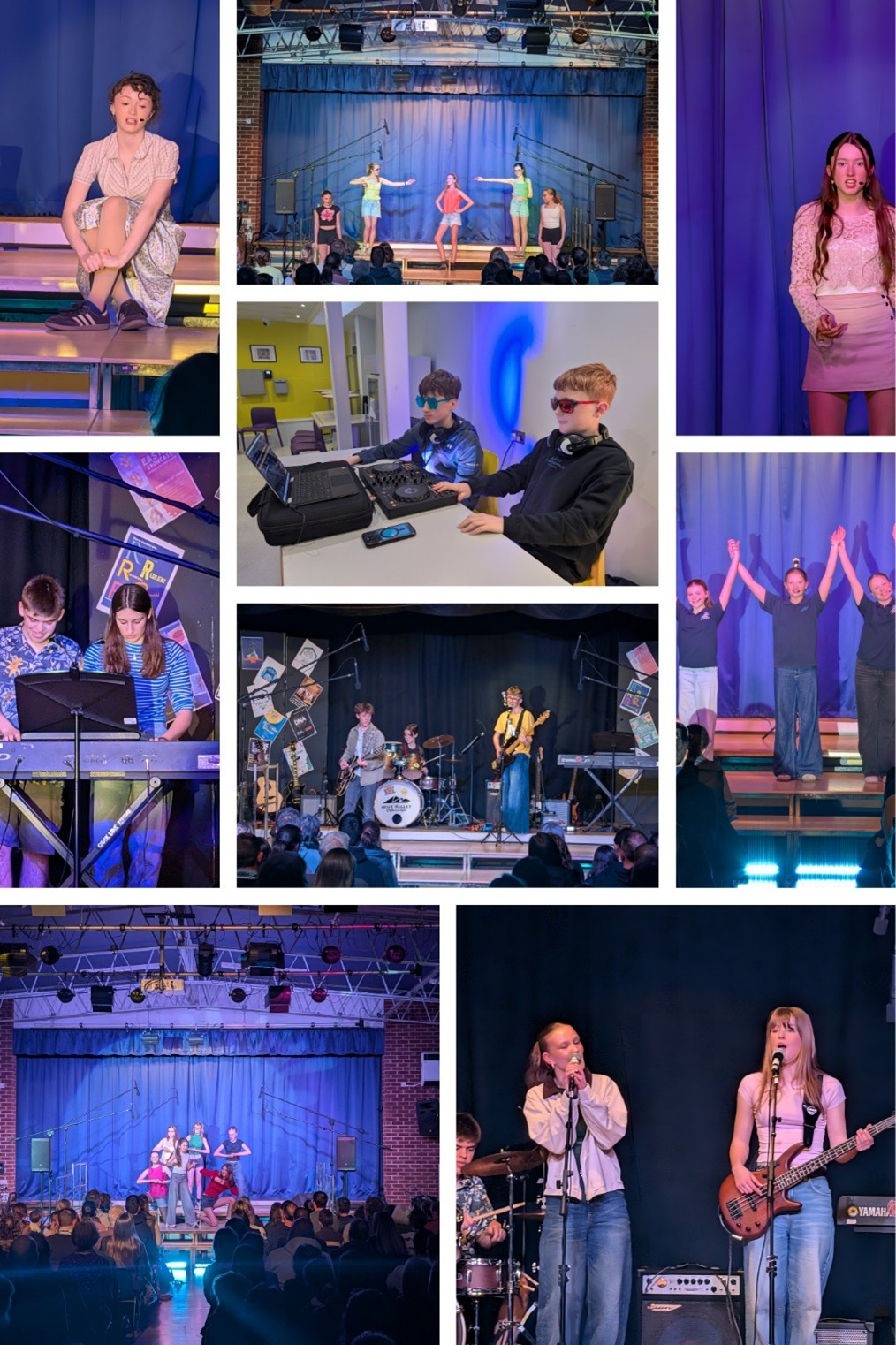 A collage of students performing at Easter Showcase