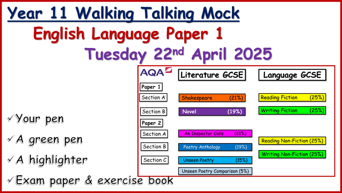 Year 11 Walking Talking Mock information