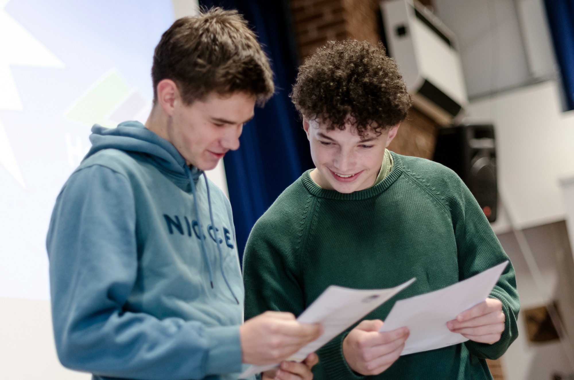 Hope Valley College student opening and celebrating their GCSE results
